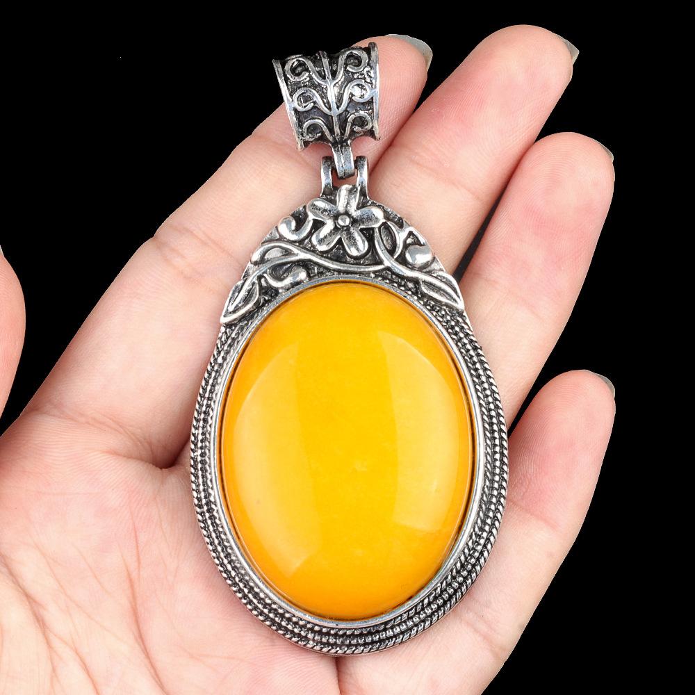 ET of gemtone crystal agate semi-precious stone alloy inlaid gemstone pendant, jewelry