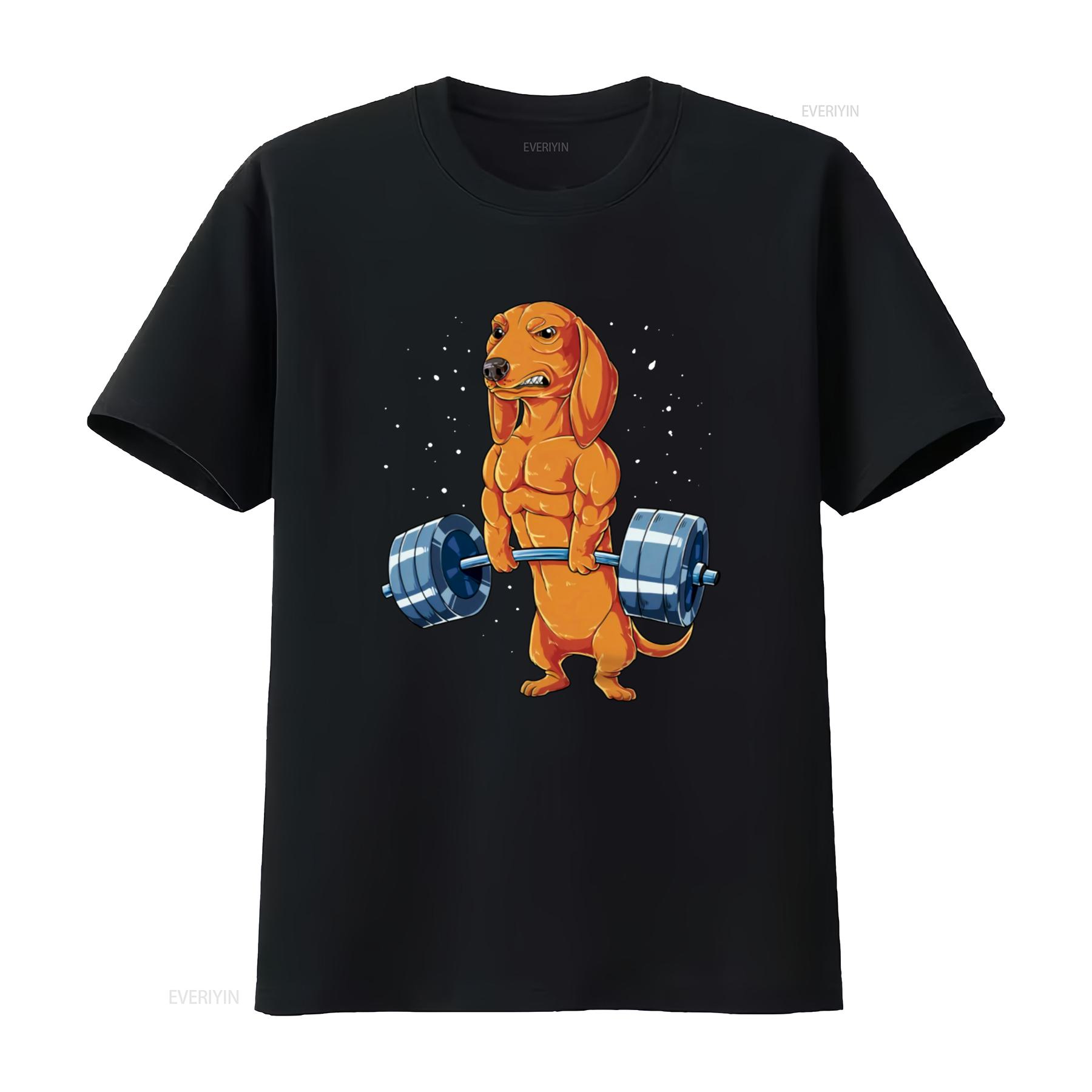 

Funny Gym Workout Dachshund Weightlifting T Shirt Fitness Dog Size S 3XL vintage Washed designer clothes Unisex 4XL