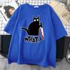 Killer Black Cat What Surprised Print Men's Cotton T-Shirt Creativity Funny Tops Oversize All-math Vintage Short Sleeve Man Tops
