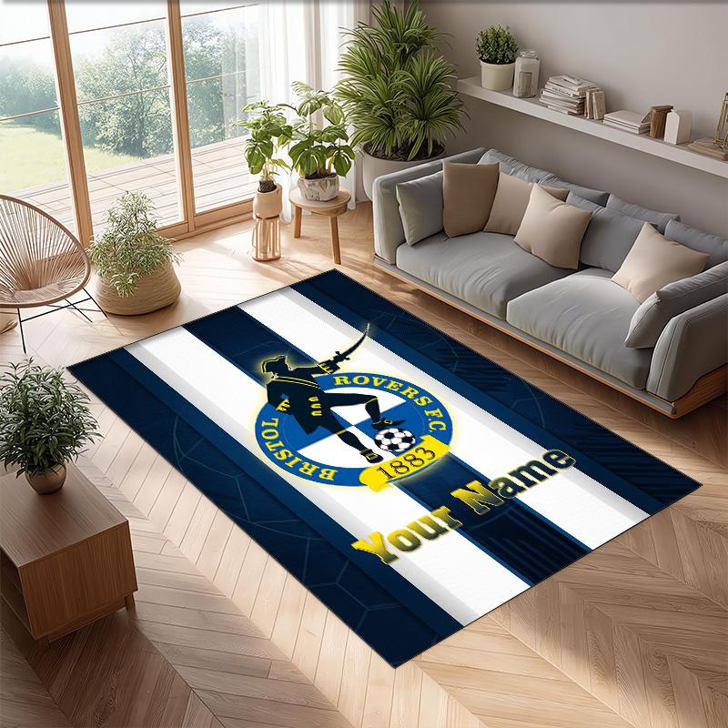 Bristol Rovers Printed Crystal Velvet Rug Non‑Slip Crystal Velvet Carpet For Sofa Bedroom Indoor Home Decoration
