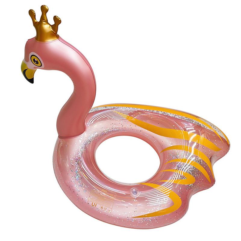 Summer Mermaid Inflatable Swimming Ring Thickened PVC Pool Float Mattress with Crown Floating Ring Seat Toys