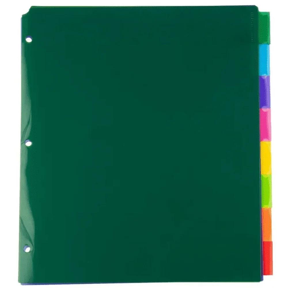 8 Tab Multicolor Plastic Index Dividers with Blank Inserts Organizing Binders School Office Home 9.75 x 11.5 Inches