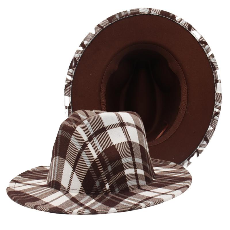 Шотландская Клетчатая Джазовая Шляпа С Цилиндром Мужская Шляпа M（56-58cm）