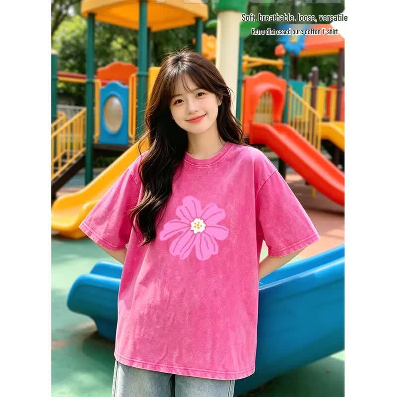 Vepeal Couple s Washed Short Sleeve T-Shirt M