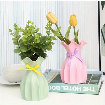 1Pc Laço Colorido, Acessórios para Recipientes de Arranjos de Flores para Sala de Estar, Vaso de Plástico, Vaso de Flores de Mesa