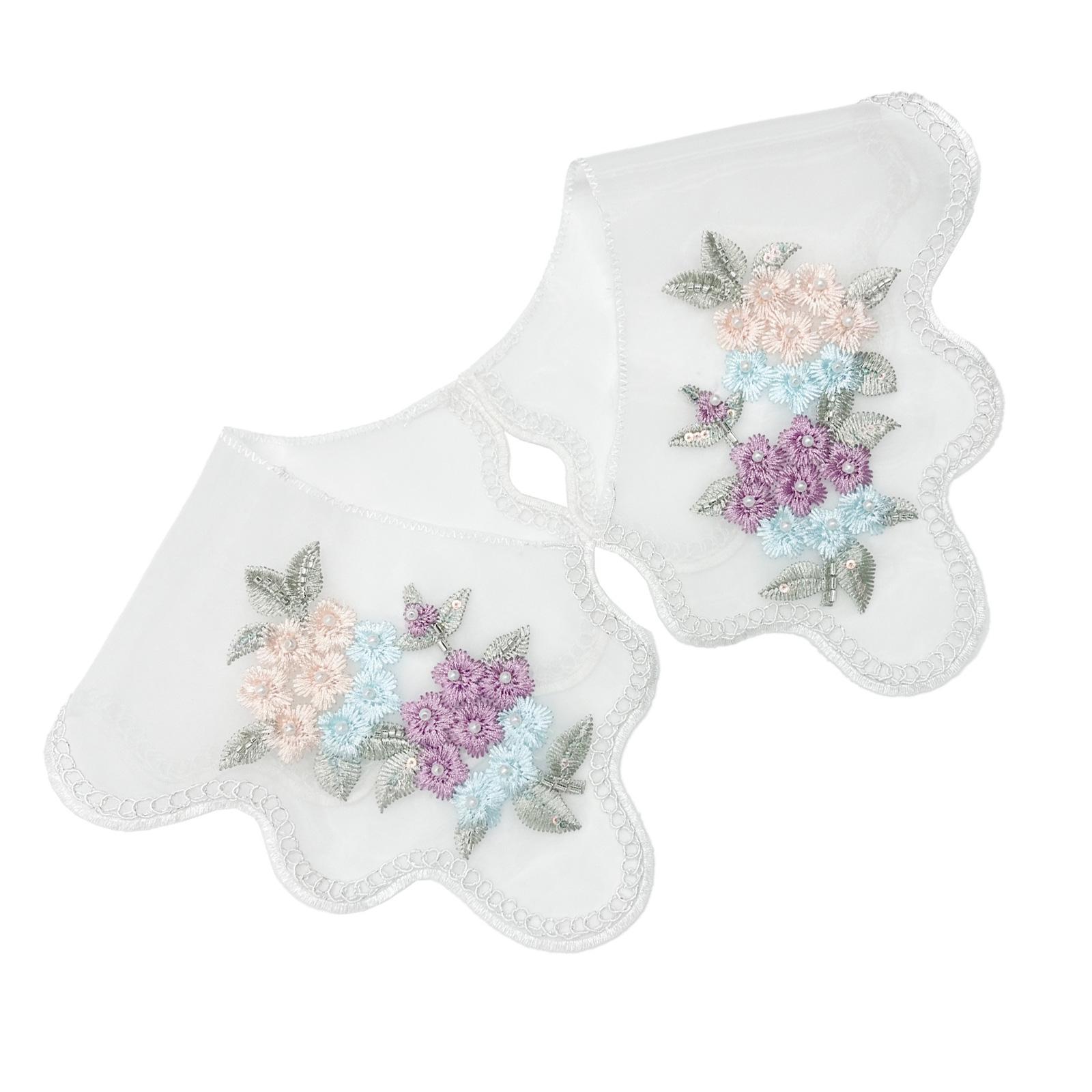 

Вышитый Кружевной Съемный Воротник-Шаль-Накидка с Цветным Цветочным Узором для Женского Платья Элегантный Модный Аксессуар для Одежды B