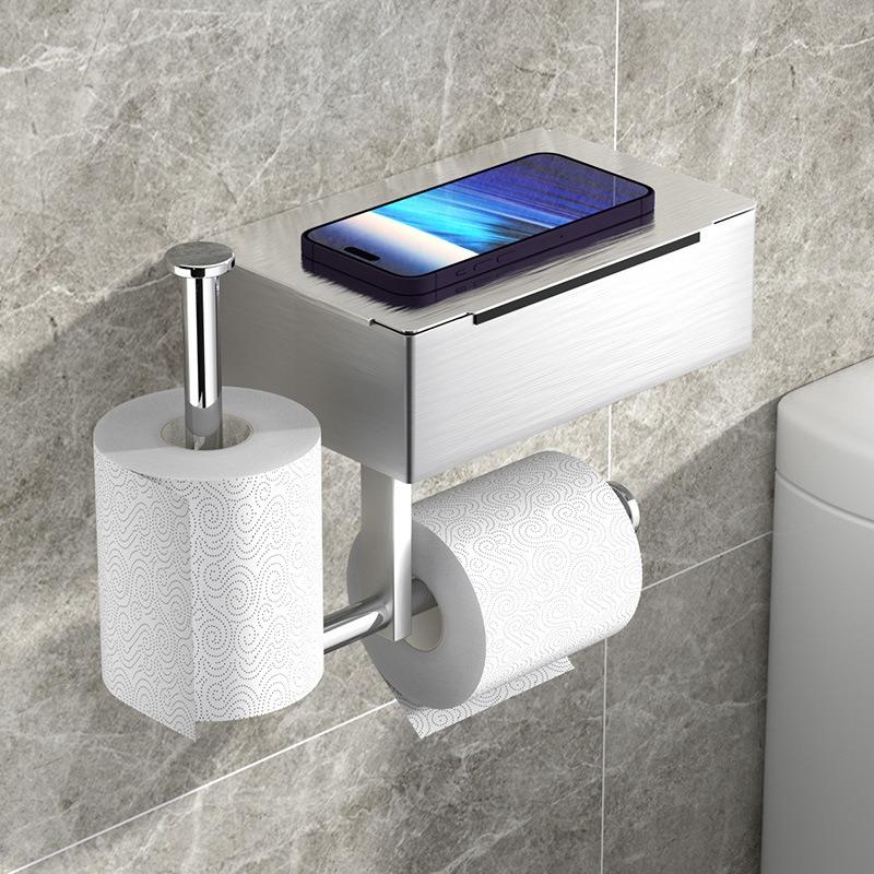 1PCS Stainless Steel WipeToilet Paper Holder - Bathroom Wall-Mounted No Drill Paper Towel Dispenser Rack for Toilet Bathrooms