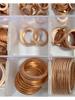 Red Copper Ring Gasket Repair Kit - Auto Parts Toolbox with Flat Gaskets