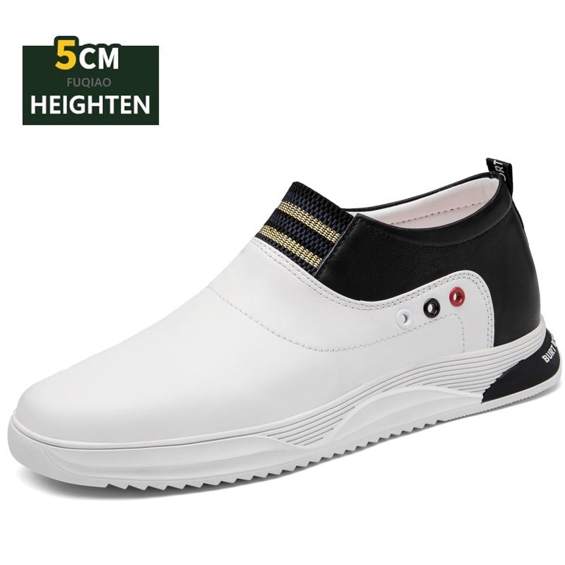 Men Genuine Leather Casual Elevator Shoes 5cm Hidden Lift Sneakers Comfortable Breathable Height Increase Business Office Sports