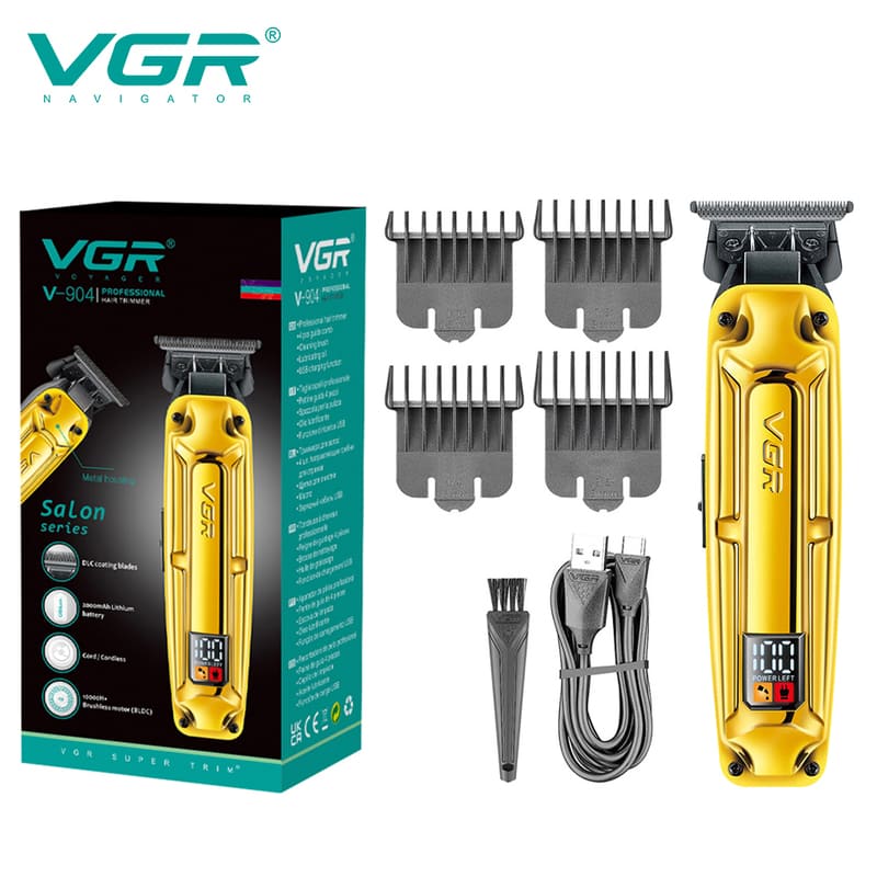 Metal Texture Oily Hair Clipper Hair Salon Men's Electric Hair Clipper Digital Display Carving Push White Razor High Power Upgrade Battery Life