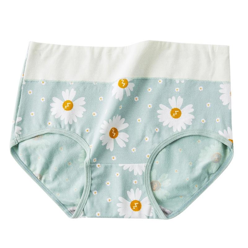 4Pcs High Waist Panties Women Breathable Cotton Underwear Cute Print Seamless Briefs Intimates