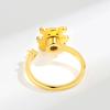 Charming Pink Diamond Bear Rotating Open Ring For Women Micro Paved Trendy Finger Band Jewelry