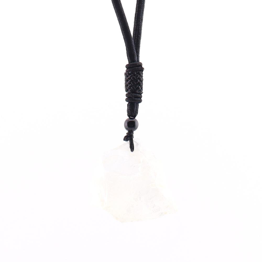 Natural Crystal Rough Stone Pendant, Hand-Beaten Irregular Stone Necklace, Sweater Chain Jewelry N748