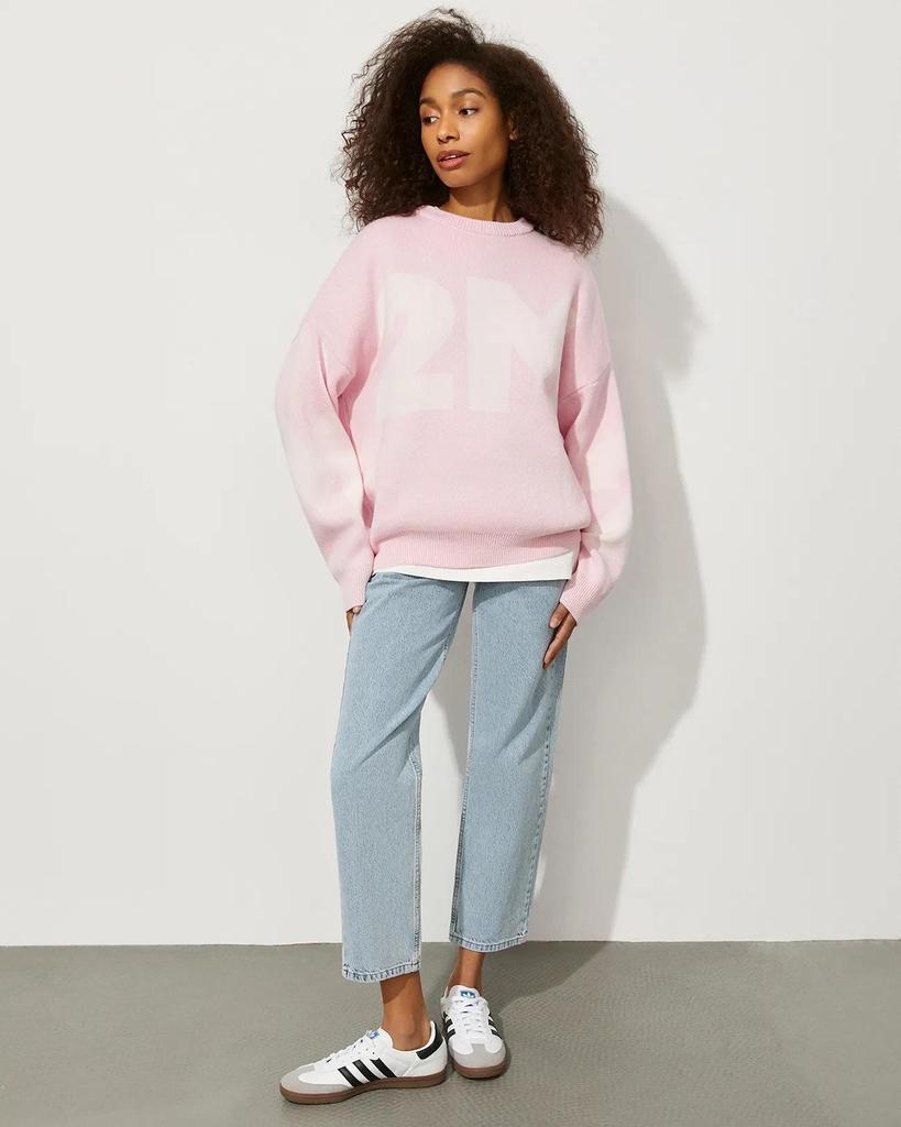 073 Loose Letter Wool Cross-Stitch Knitwear - Round Neck European & American Autumn/Winter Style