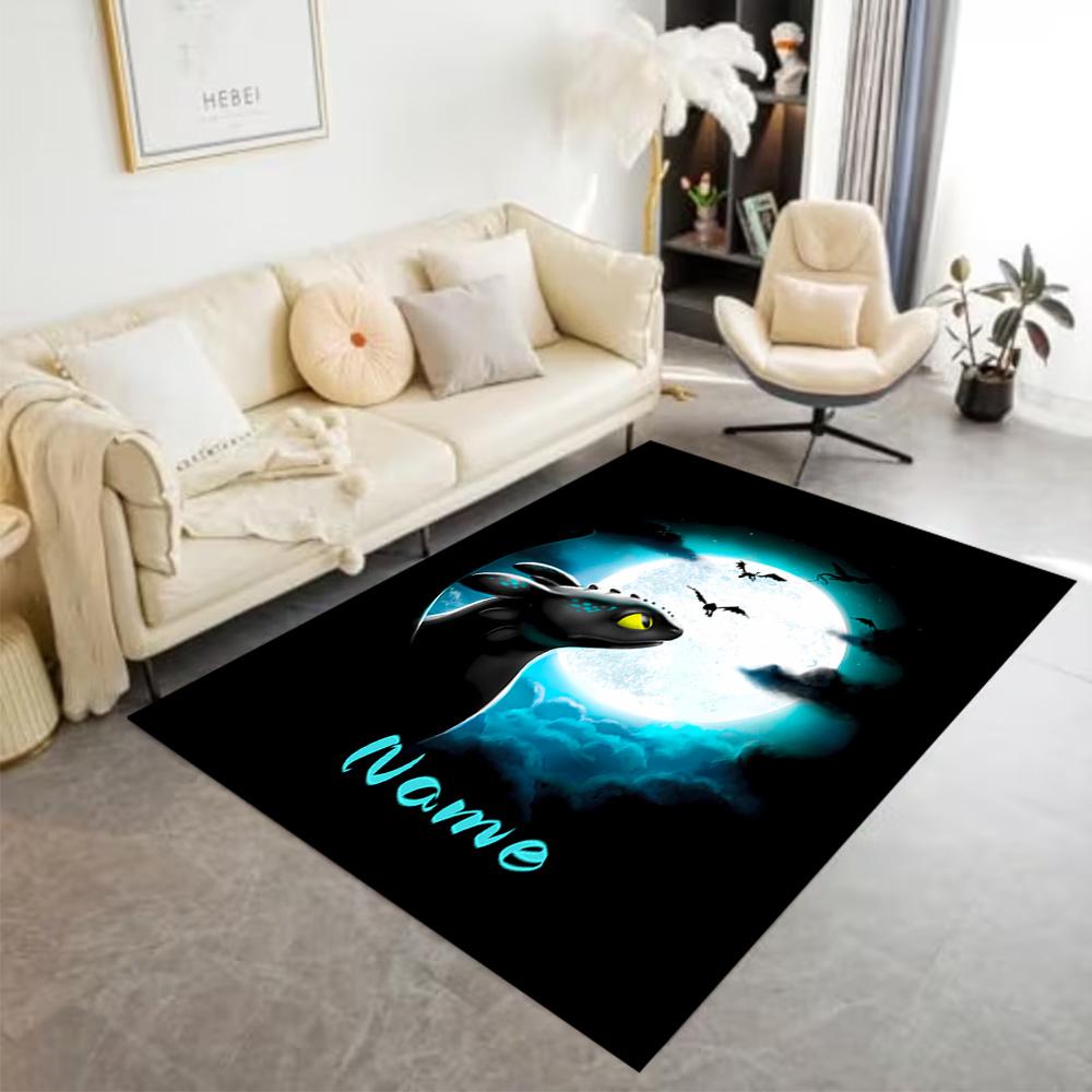 Dragon Moonlit Night Customize Text Carpet Suitable for Entryway Outdoor Playrooms Decorate room Antislip Carpet Decorate Offices