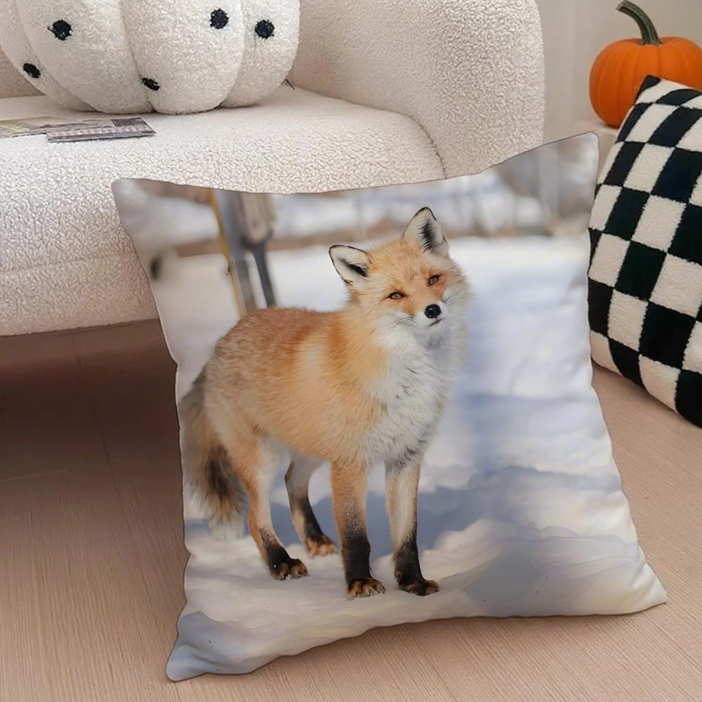 funny foxy photograph Cushion Cover Throw Pillow Cover Hidden Button Durable Polyester Chair Cushion