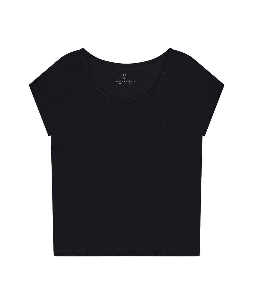 Siyajyu Sitp5286 Cap Sleeve Slim Short Sleeve T-Shirt_Black