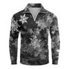 Men's Loose Casual 1/4 Zip Sweatshirt Fashion Printed Long Sleeve Top With Pockets