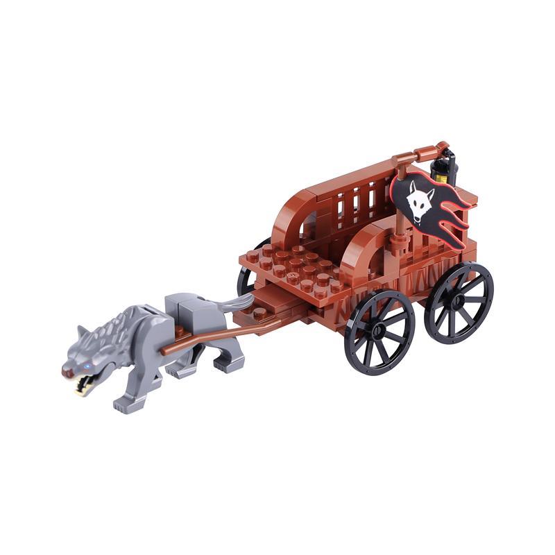 Wolf Knight Warrior Building Blocks – Medieval Castle Horse Soldier Toy with Sword, Axe, Bow, Shield & Cloak for Boys