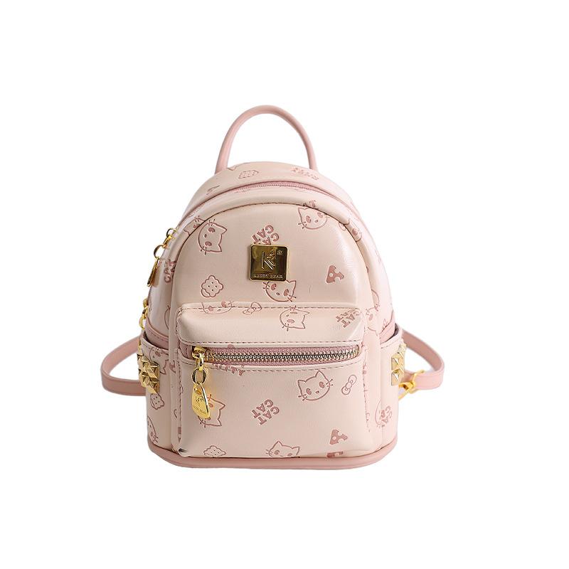 Schoolbag Cartoon Printed Backpack Female Versatile Going Out Travel Small Backpack Daily Commuter Portable Bag Female