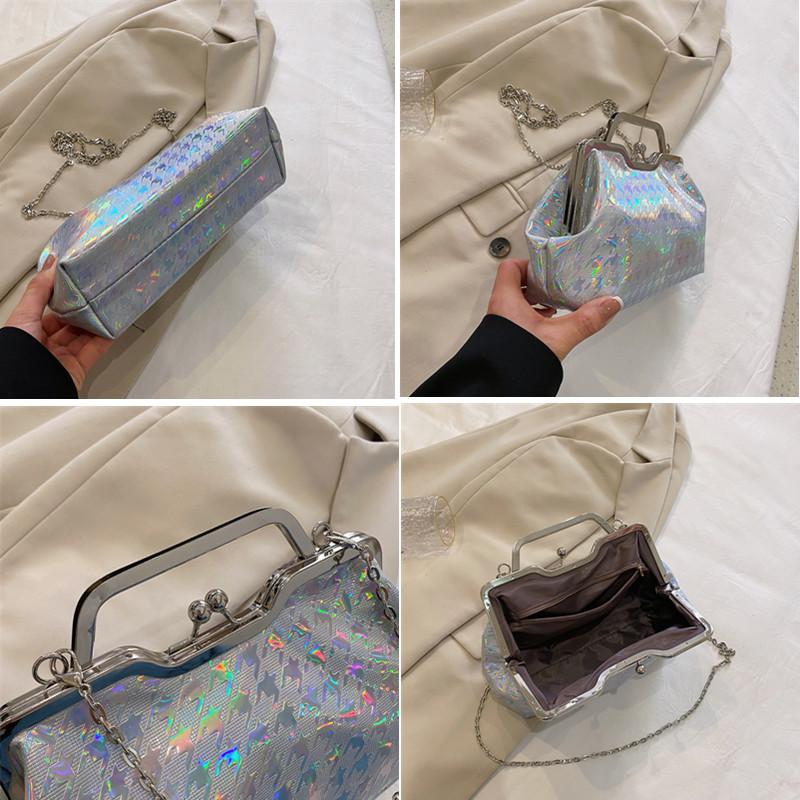 Luxury Designer Chain Glitter Evening Bag Party Bag for Women   Feminine Fashion Wedding Plutonium Leather Clutch Ceremony