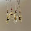 Vintage Brown Tiger Eye Stone Pendant Necklace For Women Fashion Long Rope Sweater Chain Necklaces