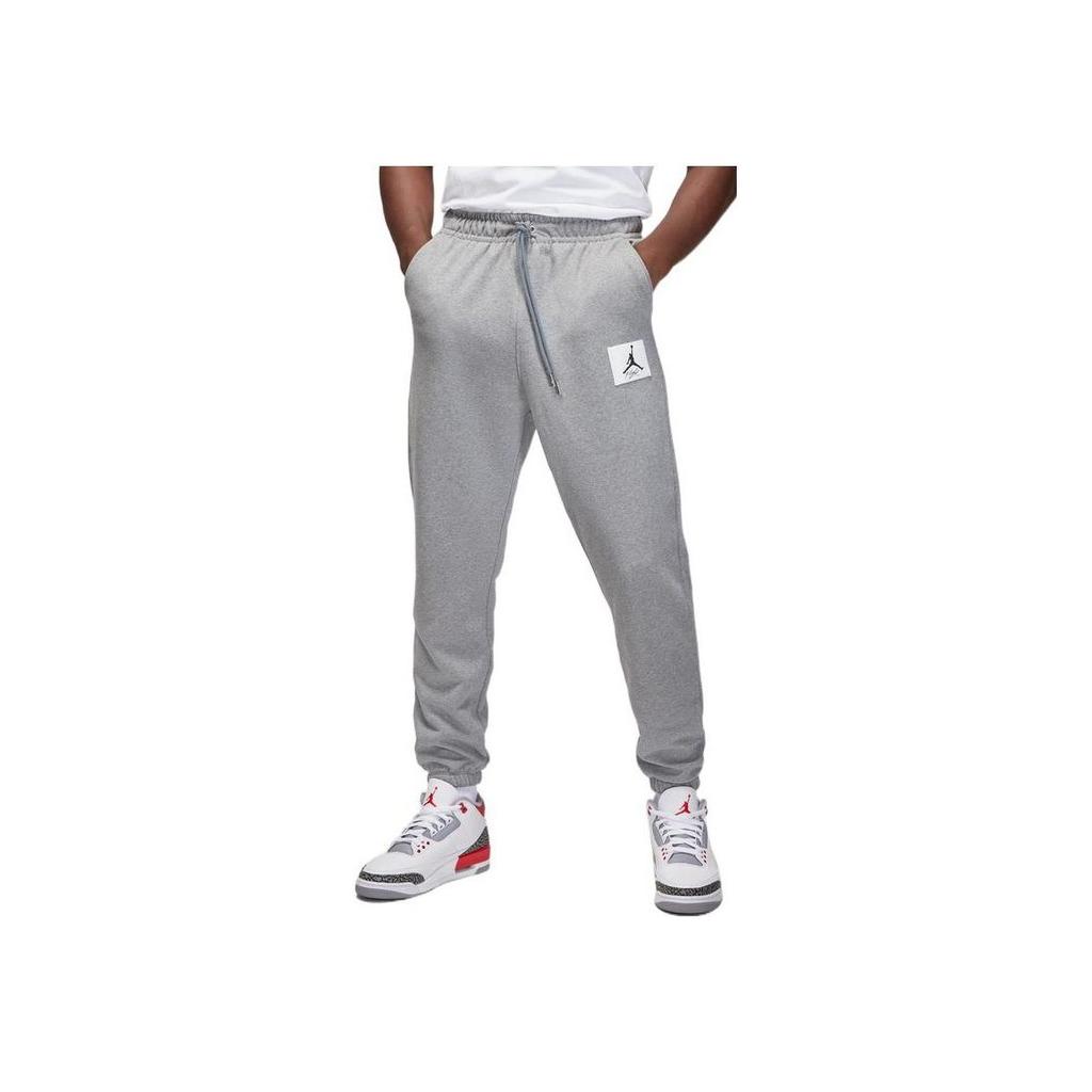 Jordan Solid Color Logo Elastic Waist Fleece-Lined Knit Jogger Pants Men Bottoms Grey DQ7469-091