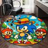 1 szt. Okrągły dywanik z motywem Sonic the Hedgehog Anime - Mata pod krzesło biurowe, Antypoślizgowy dywanik do dekoracji domu, Salonu, Sypialni, Pokoju gier