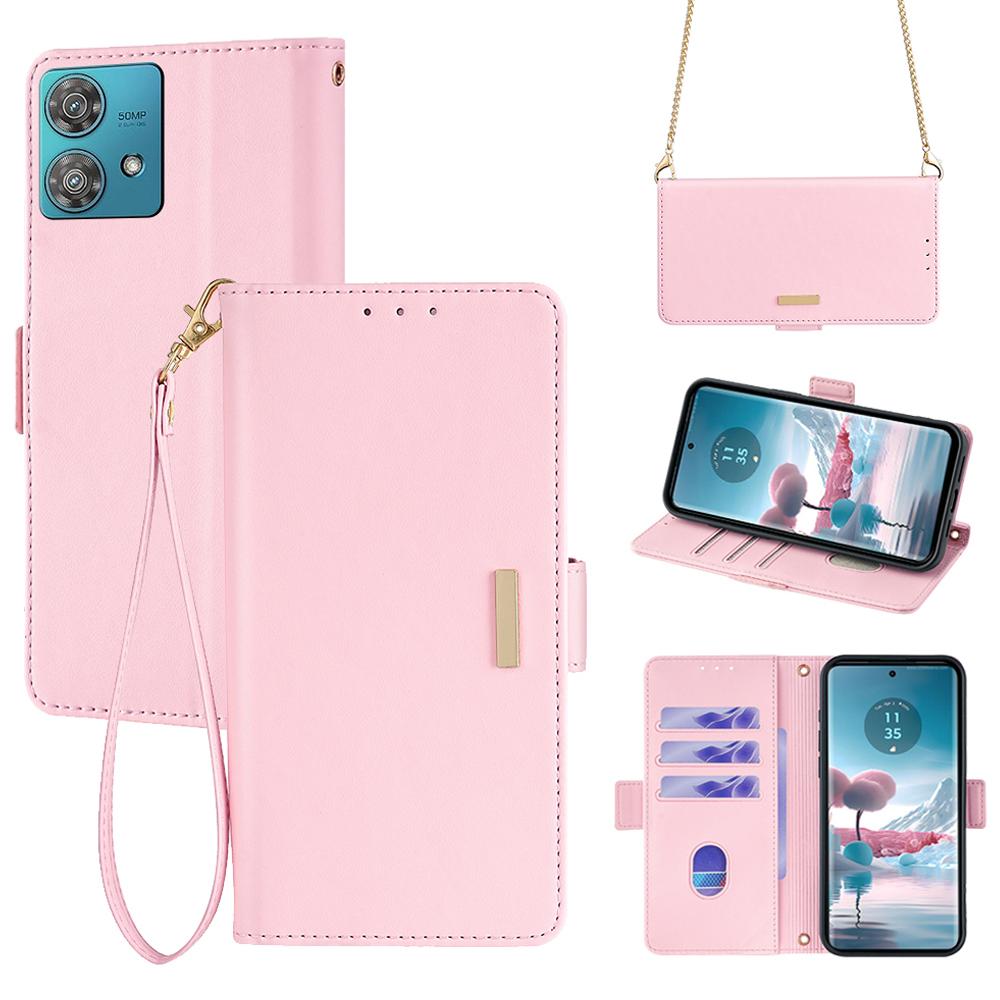 For Motorola Edge 40 Neo 5G Wallet Case RFID Blocking PU Leather Phone Cover with Straps