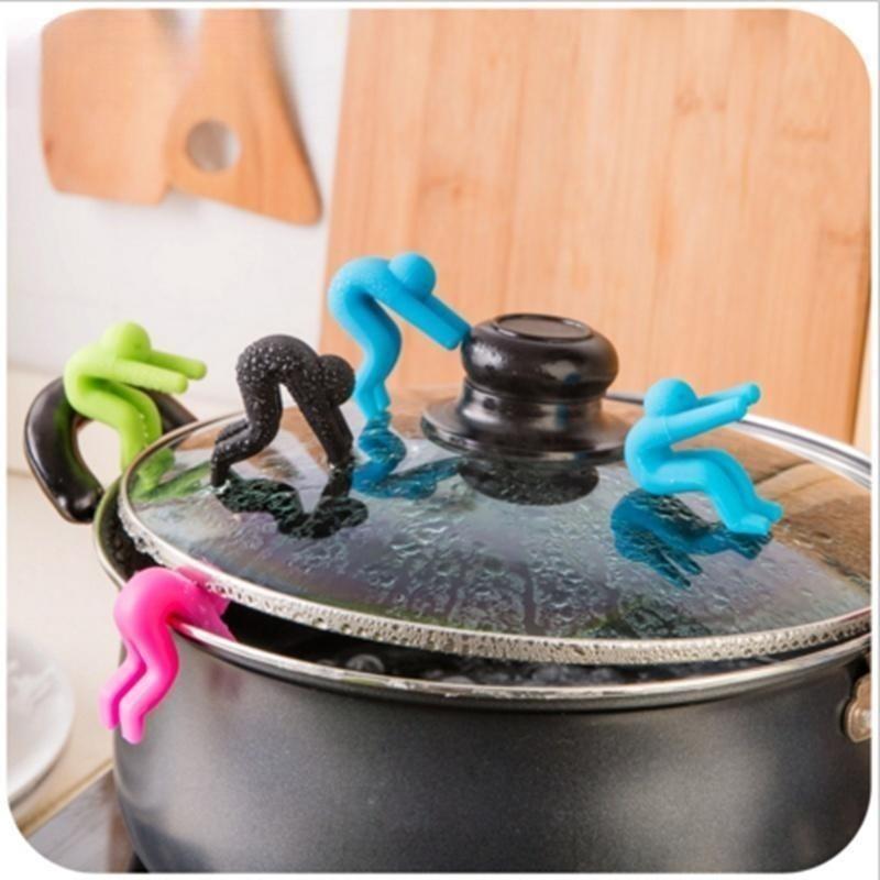 1/6 Piezas Dispositivo Antidesbordamiento Evitando Tapa Arriba con Olla Sopa Gadget de Cocina Posavasos Soporte de Silicona