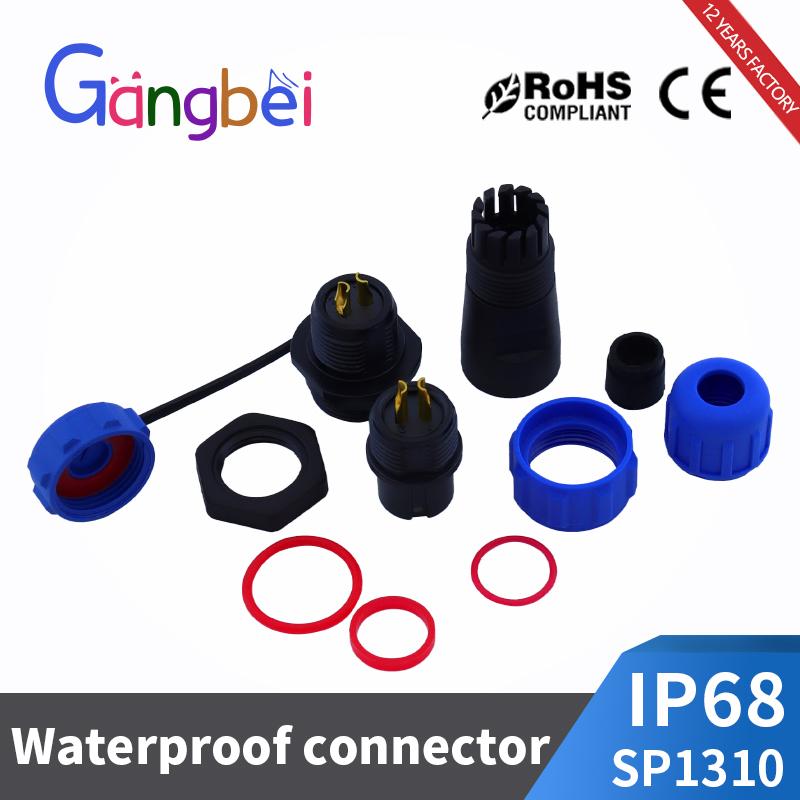 SP13 Waterproof Connector Male Plug Female Socket Panel Mount Wire Cable Connector Aviation Plug IP68 2/3/4/5/6/7/9 Pin GBDQA Plug Connectors 4