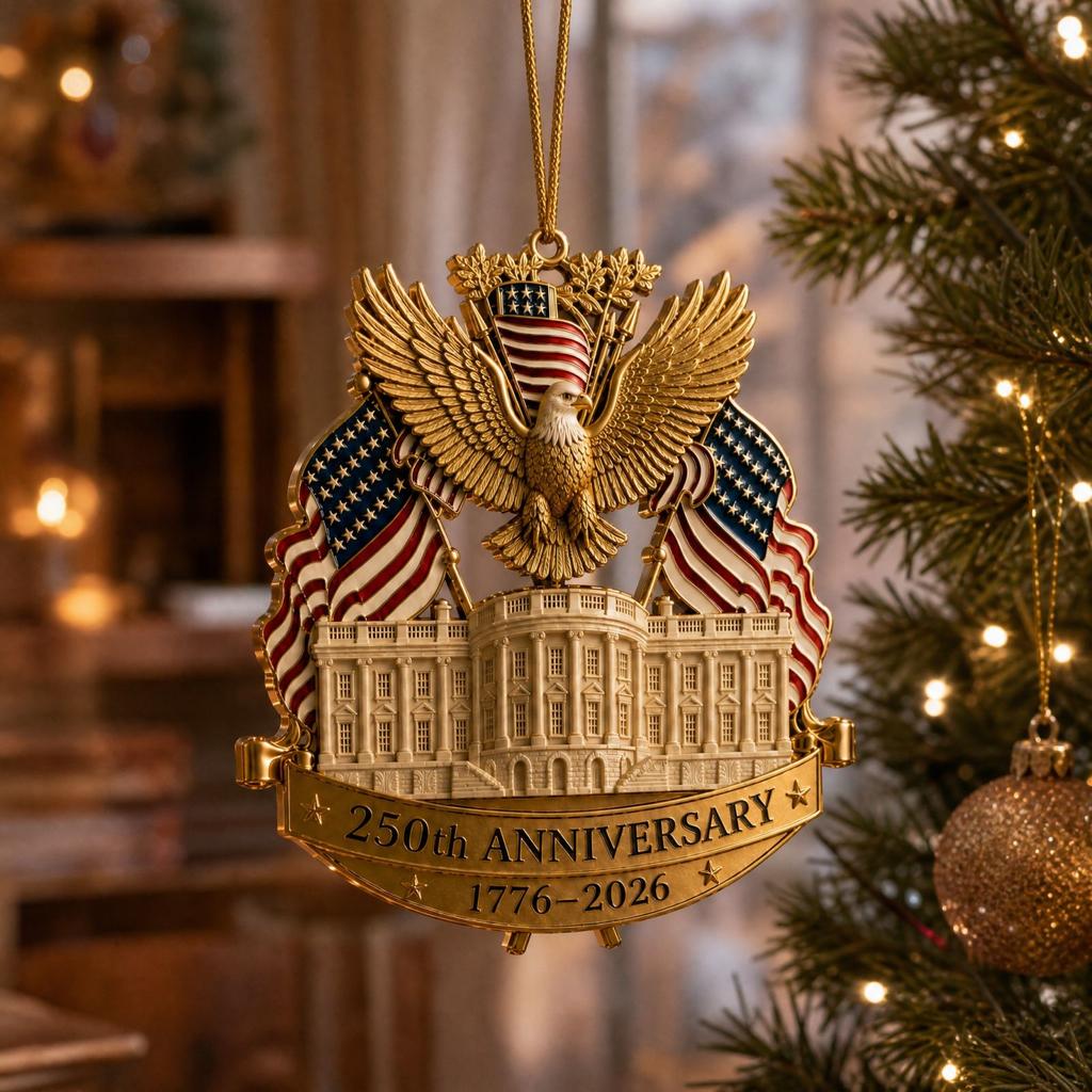 Christmas Tree Ornament, Golden Commemorative Keepsake, 0th Anniversary