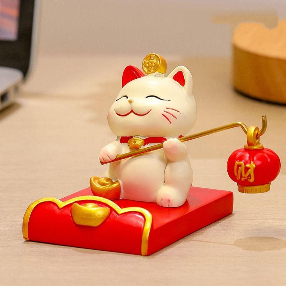 Chinese Style Lucky Cat Phone Holder Cute Cell Phone Bracket  Living Room Decoration
