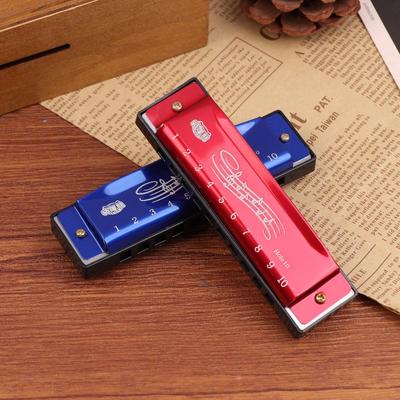 Metal 10 Hole Harmonica with Case Key Of C 10 Hole Diatonic Harmonica Durable Musical Instrument for Students Beginners