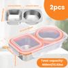2Pcs Stainless Steel Food Divided Box 2/3 Grids Fresh-keep Snack Storage Container Snap On Bento Meal Tray for School Office Gym