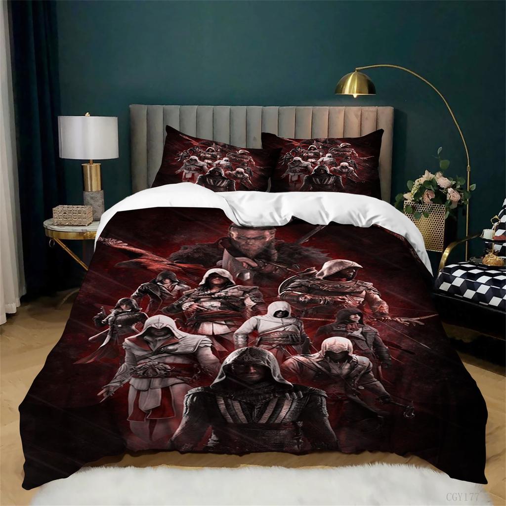 Bedding Set Assas_sin's Creed 3-Pcs Lightweight Quilt Cover Soft Duvet Cover Set All-Season Breathable Full Size for Kids