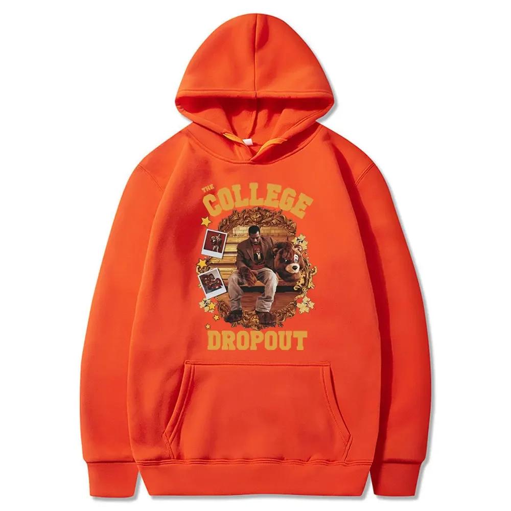 College Dropout Hoodie Kanye West Music Album Printed Sweatshirts Casual Oversized Hoodie Hip Hop Streetwear Men Clothing