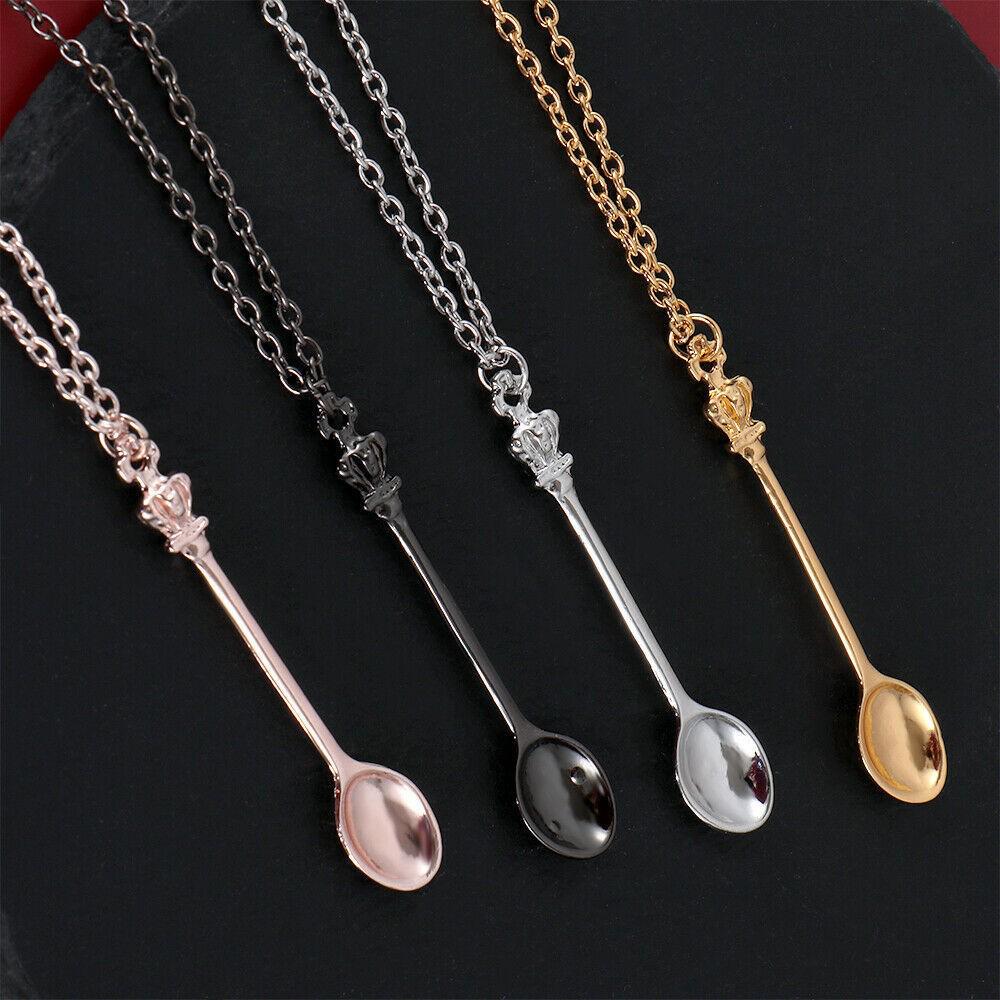 Royal Alice Crown Necklace: Mini Classical Jewelry Tea Spoon Pendant