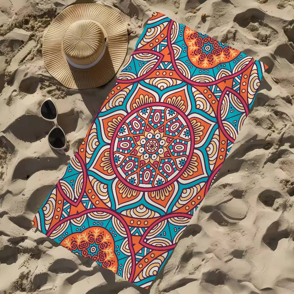 Classical Floral Pattern Print Microfiber Printed Beach Towel Mountain Climbing Yoga Beach Swimming Running Absorbent Soft Towel
