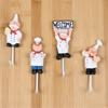 French Chef Wall Hooks Cartoon Chef Wall Mount Resin Stainless Steel Hanger Hook Kitchen Bathroom Home Decoration