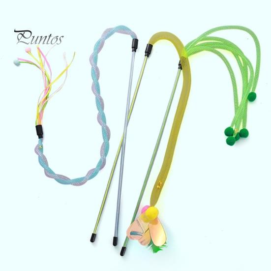 Cat Stick Toy Interactive Small Plush Ball Kitten Teaser Wand Toys with Bell Scratch-Resistant Soft Hose Cat Teaser Stick for Playing