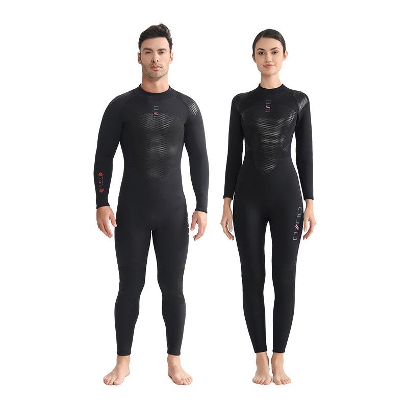3mm OUZO Unisex Wetsuit: Warm, Quick-Drying, Super Elastic, Sun-Protected One-Piece for Winter Surfing and Diving.