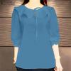 ZANZEA Women Ruffles Round Neck Casual 3/4 Sleeve Loose Blouse
