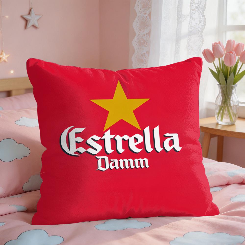 EEstrella DammS Wine Cushion Cover Square Short Plush Pillow Case Living Room Sofa Home Decor Funda X