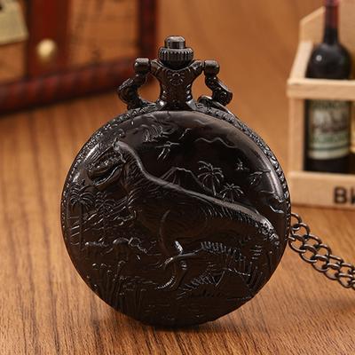 Fashion Classic Men's Watches Fashion Black Dinosaur Quartz Necklace Pendant Pocket Watch,ideal Choice for Gifts