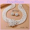 Flower Jewelry Set With Alloy Water Drilling Pearl Chain For Women And Men