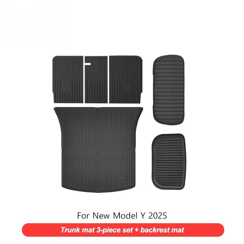 Floor Liners and Seat Back Pads for New Tesla Model Y Juniper 2025 All-Weather Waterproof TPE Trunk Mats Foot Mats Car Part