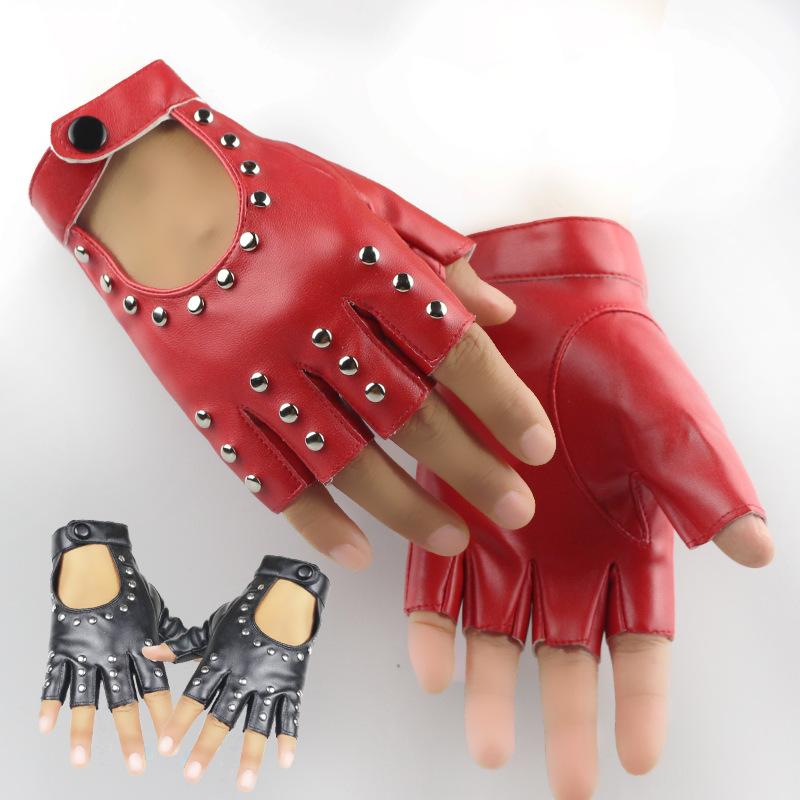 Dancing Half Finger Gloves Men and Women Liuding Autumn and Winter Night Club Performance Pole Dance Ladies, Ga Party Performance Rivet