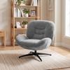 Living Room Swivel Lounge Chair With Wide Seat Integrated Armrest Chenille Look Dark Gray