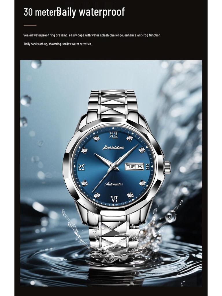 Jinshidun Men's Tungsten Steel Automatic Waterproof Mechanical Watch